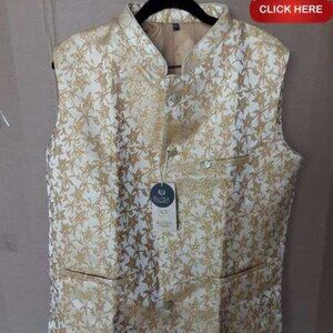Rutba Fashions Men’s Nehru Vest – Party Design 8 (Size 44)